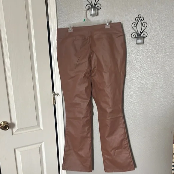 Brown Faux Leather Pants - Picture 3 of 4
